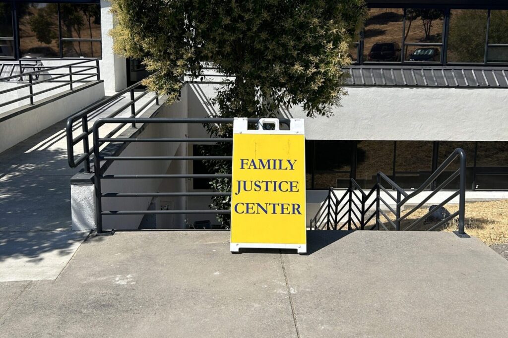 Picture of the descending staircase to the East Family Justice Center in Antioch California.